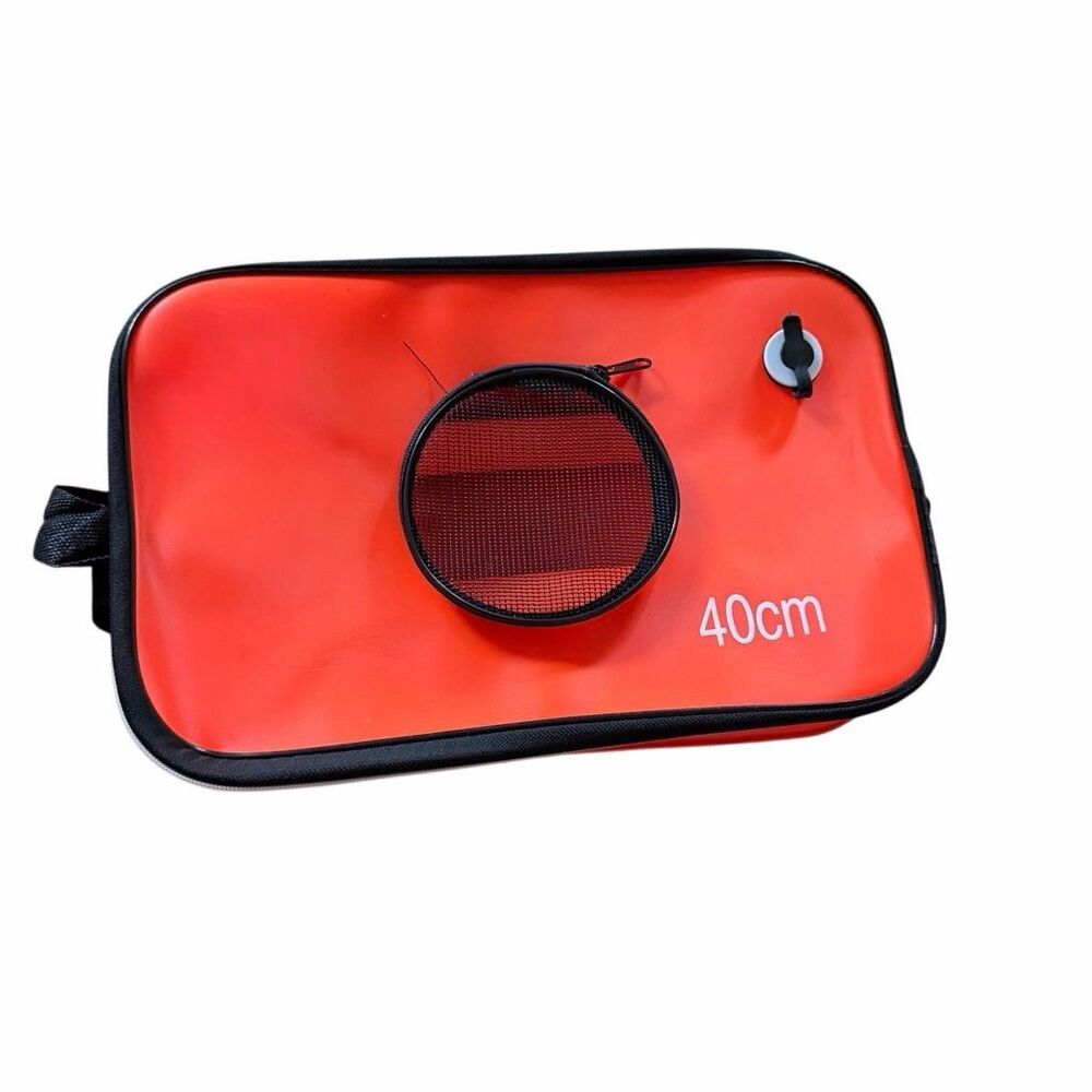 40cm Portable Fishing Bucket EVA Collapsible Live Bait Well Bag Orange Mesh Lid